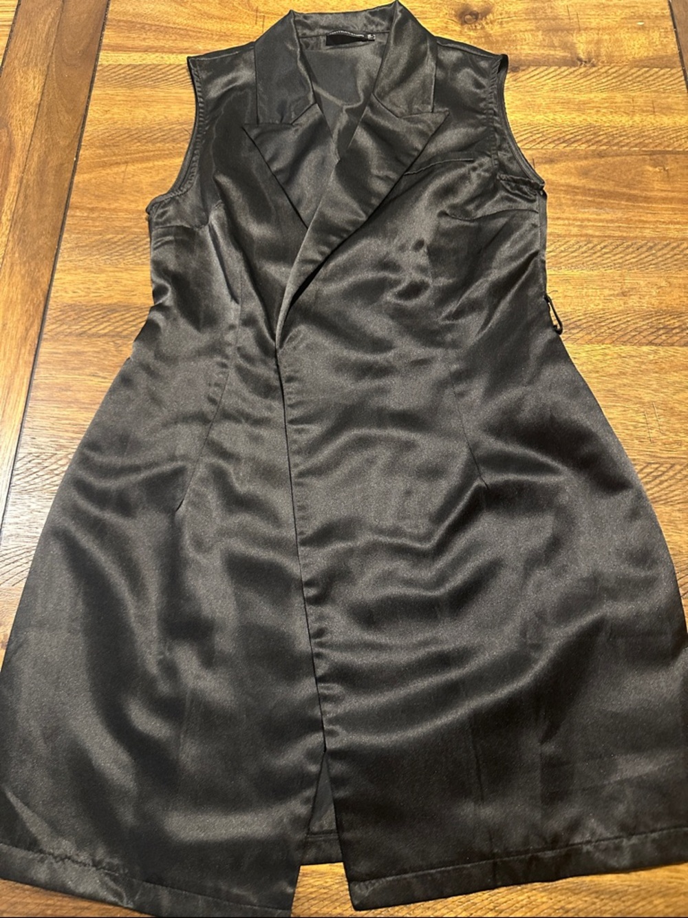 PrettyLittleThing Black Satin Sleeveless Blazer Dress